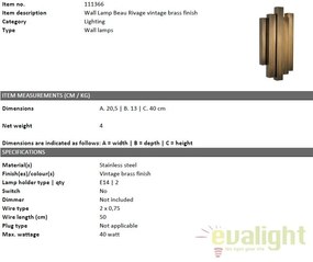 Aplica design LUX Beau Rivage, alama vintage 111366 HZ