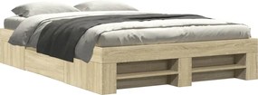 vidaXL Cadru pat fără saltea stejar sonoma 120x190 cm, lemn prelucrat