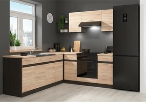Set bucatarie JUNONA LINE, stejar sonoma/wenge, PAL, 200x220 cm, dreap