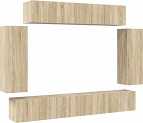 vidaXL Set de dulapuri TV, 6 piese, stejar sonoma, lemn prelucrat