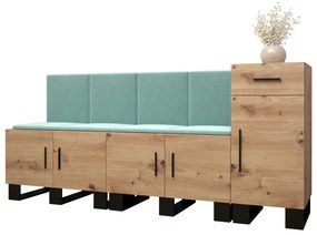 Set mobilier pentru hol Amanda 17 (Stejar artisan + verde). 1086003