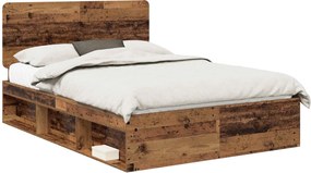 vidaXL Cadru de pat Lemn vechi 140 x 190 cm Lemn de pin masiv