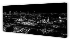 Tablouri canvas panorama de noapte de zgârie-nori Varșovia