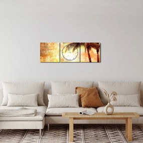Tablou - Palmieri pe plajă (cu ceas) (90x30 cm)