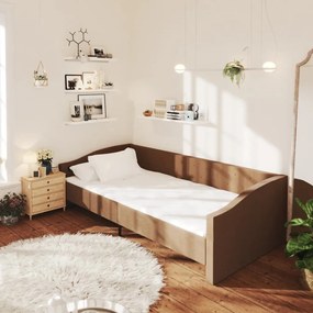 3080429 vidaXL Pat de zi cu saltea, maro, 90x200 cm, textil, USB