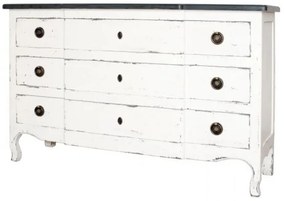 Comoda alba, din lemn de pin, cu 3 sertare, aspect vintage, Elisa