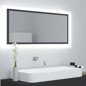 Oglinda de baie cu LED, gri, 100x8,5x37 cm, lemn prelucrat Gri