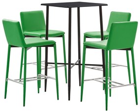 Set mobilier de bar, 5 piese, verde, piele ecologica Verde, 5