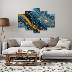 Tablou - Abstracție albastră cu aur (150x105 cm)