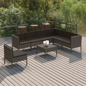 3094442 vidaXL Set mobilier de grădină cu perne, 8 piese, gri, poliratan