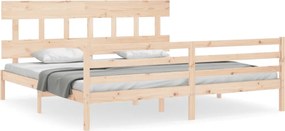 vidaXL Cadru pat cu tăblie 200x200 cm, lemn masiv de pin
