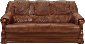 Canapea extensibila de piele PARMA, maro, piele naturala/lemn/placaj,