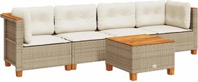 vidaXL Set canapele de grădină cu perne, 5 piese, bej, poliratan