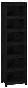 821723 vidaXL Bibliotecă, negru, 50x35x183 cm, lemn masiv de pin