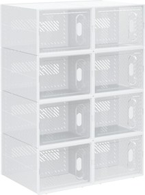 HOMCOM Pantofar Modular cu 8 Cuburi de Depozitare și Uși Magnetice, Cuburi din PP, 25x35x19 cm, Alb și Transparent | Aosom Romania