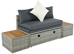 Set rattan de grădină DEBRA, gri/natural/crem