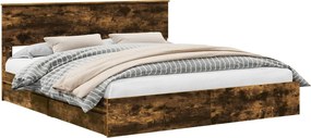 vidaXL Pat cu storage Stejar fumuriu 180 x 200 cm Lemn compozit