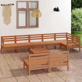 3082892 vidaXL Set mobilier de grădină, 9 piese, maro miere, lemn masiv de pin