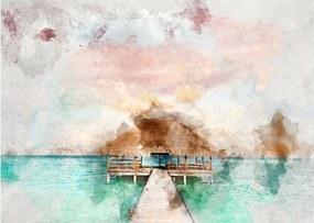 Tablou - Maldive, debarcader din lemn (70x50 cm)
