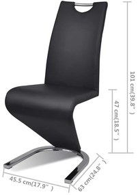 Scaune de bucatarie, 4 buc., negru, piele ecologica 4, Negru, In forma literei U