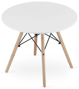 Masa stil scandinav, Artool, rotund, MDF si lemn, alb, 60x50 cm