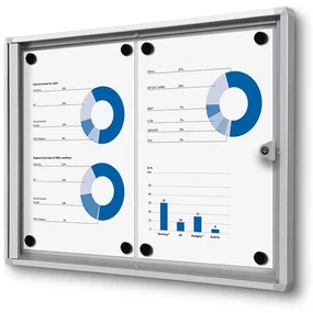 Vitrina informații interioare Economy 2 x A4 - spate din tablă, aluminiu