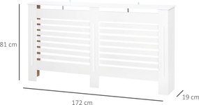 HOMCOM Mască de Calorifer cu Lamele și Raft din Lemn Alb 172x19x81 cm | Aosom Romania