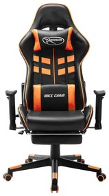 20516 vidaXL Scaun gaming cu suport picioare, negru/oranj, piele ecologică