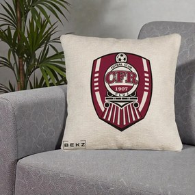 Perna Personalizata CFR Cluj Fotbal Club 1907, 40x40 cm, Bej Canapea, Husa Detasabila, Perna Inclusa, BEKZ®
