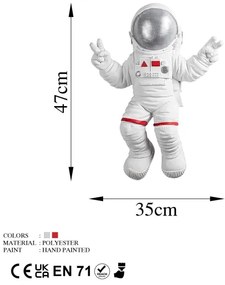 Decorațiune de perete 47x35 cm argintiu astronaut