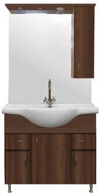 Mobilier complet de baie Bianca Plus 85, culoare Aida nuc, deschidere pe dreapta