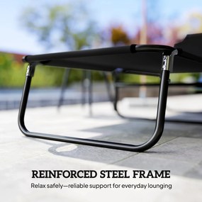 Outsunny Scaune de Piscina Sezlong Pliabile, Scaune de Bronzat in Aer Liber, cu Spatar Rabatabil, Cadru din Otel si Plasa