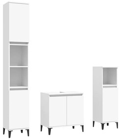 3185589 vidaXL Set mobilier de baie, 3 piese, alb, lemn compozit