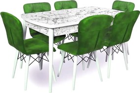 Masa de bucatarie extensibila dining, alb marmurat, 170 x 80 cm