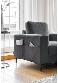 Fotoliu gri închis cu tapițerie din catifea reiată Lofty Lilly – Miuform