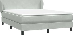 vidaXL Pat box spring cu saltea, gri deschis, 160x210 cm, catifea