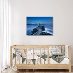 Tablou pe sticlă cu far și marea (70x50 cm)