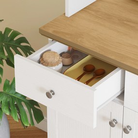 HOMCOM Bufet de Bucătărie cu 3 Compartimente Deschise, 101x39x180,5 cm, Alb | Aosom Romania