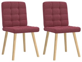 vidaXL Scaune de bucătărie, 2 buc., roșu vin, material textil