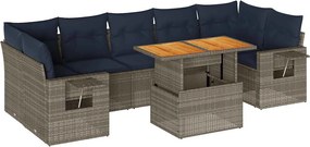 vidaXL Set canapele de grădină cu perne, 8 piese, gri, poliratan