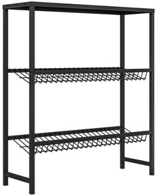 HOMCOM Raft depozitare, ajustabil în înălțime, metal stabil, design compact, capacitate de încărcare 210 kg, Negru | Aosom Romania