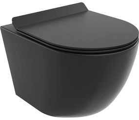 Mexen Lena vas de toaletă Rimless cu capac slim cu închidere lentă , duroplast, Negru mat - 30220185