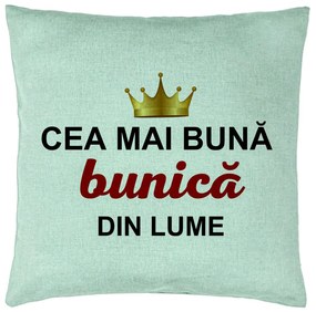 Perna Decorativa pentru Bunica 10, 40x40 cm, Verde Menta, Husa Detasabila, Burduf