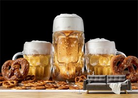 Tapet Premium Canvas - Covrigi bavarezi cu bere la halba