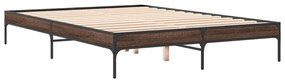 845020 vidaXL Cadru de pat, stejar maro, 140x200 cm, lemn prelucrat și metal