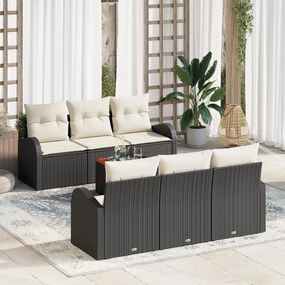 vidaXL Set de canapea pentru grădină 7 piese cu perne Negru ratan Acacia