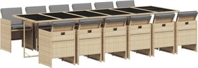 vidaXL Set mobilier grădină cu perne, 13 piese, bej combinat poliratan