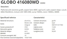 Plafoniera LED cu aspect lemn design dreptunghiular DORO 18W