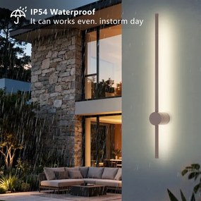 BRILAGI AURA - Aplică LED de exterior pentru perete, 12W/230V, 3000K, IP54, 65 cm, maro, CRI 90