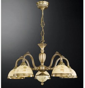 Candelabru cu 5 brate din alama cu sticla decorata design italian 6208